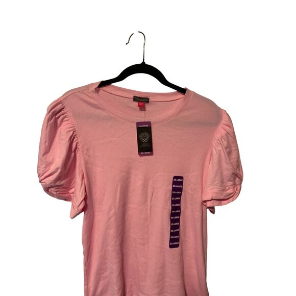 New Vince Camuto Puff Short sleeve Pink Top Shirt Peony Womens Sz 2XL Retails $4 - Picture 2 of 4